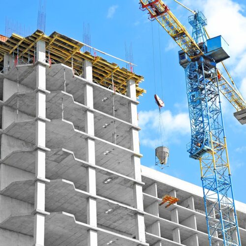 construction crane and building
