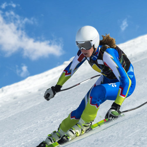 olympic skier going down hill